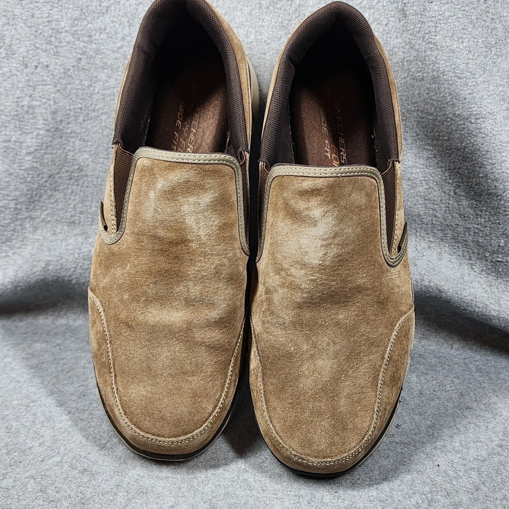 Skechers Shoes Mens Size 13 Brown Suede Relaxed Fit Slip On Loafers Comfort